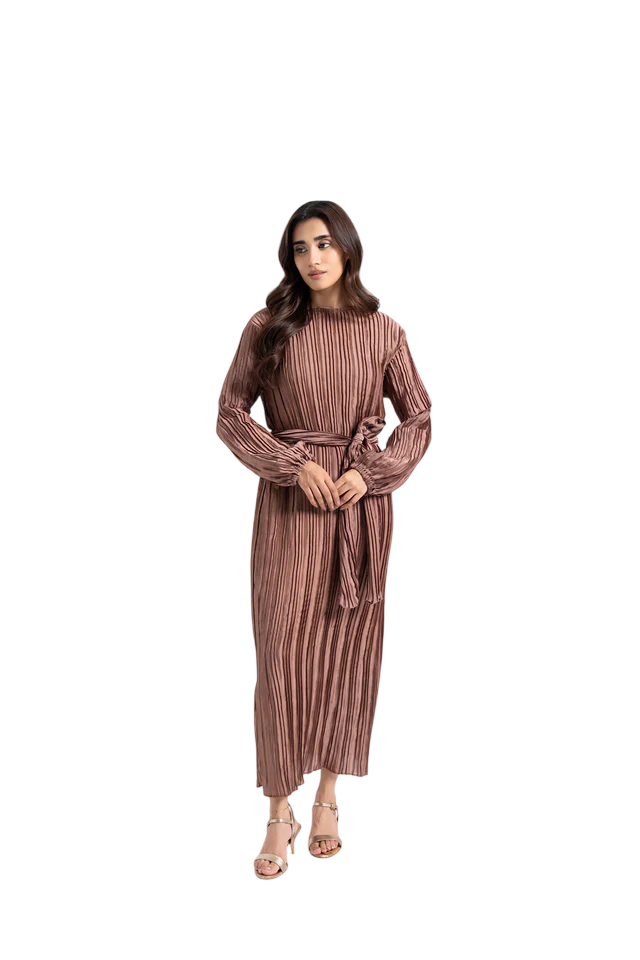 Ezanora Pleated Puff Sleeve Dress