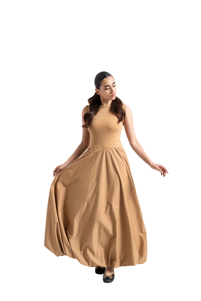 Ezanora Sleeveless Ribbed Bubble Hem Dress