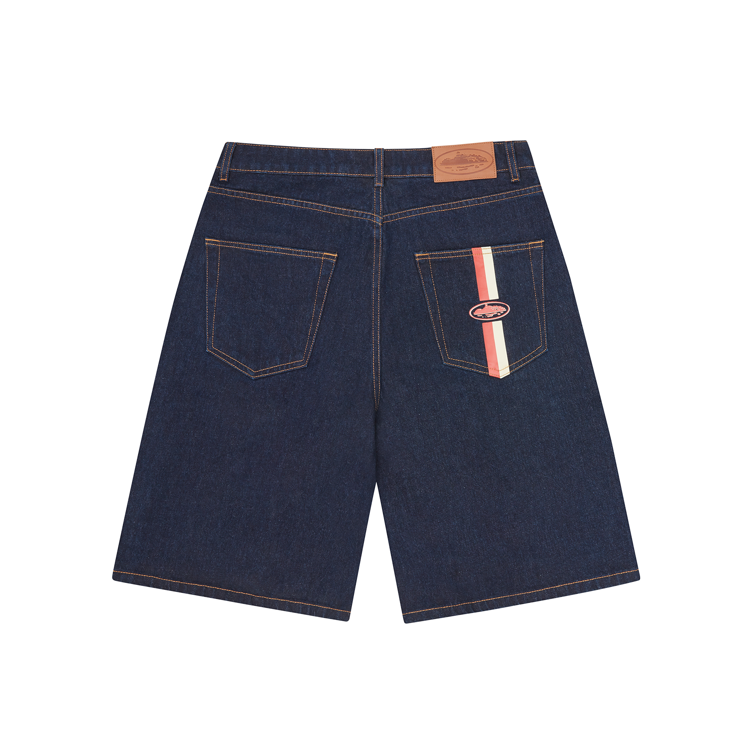 DUAL STRIPE DENIM SHORT [WASHED INDIGO]
