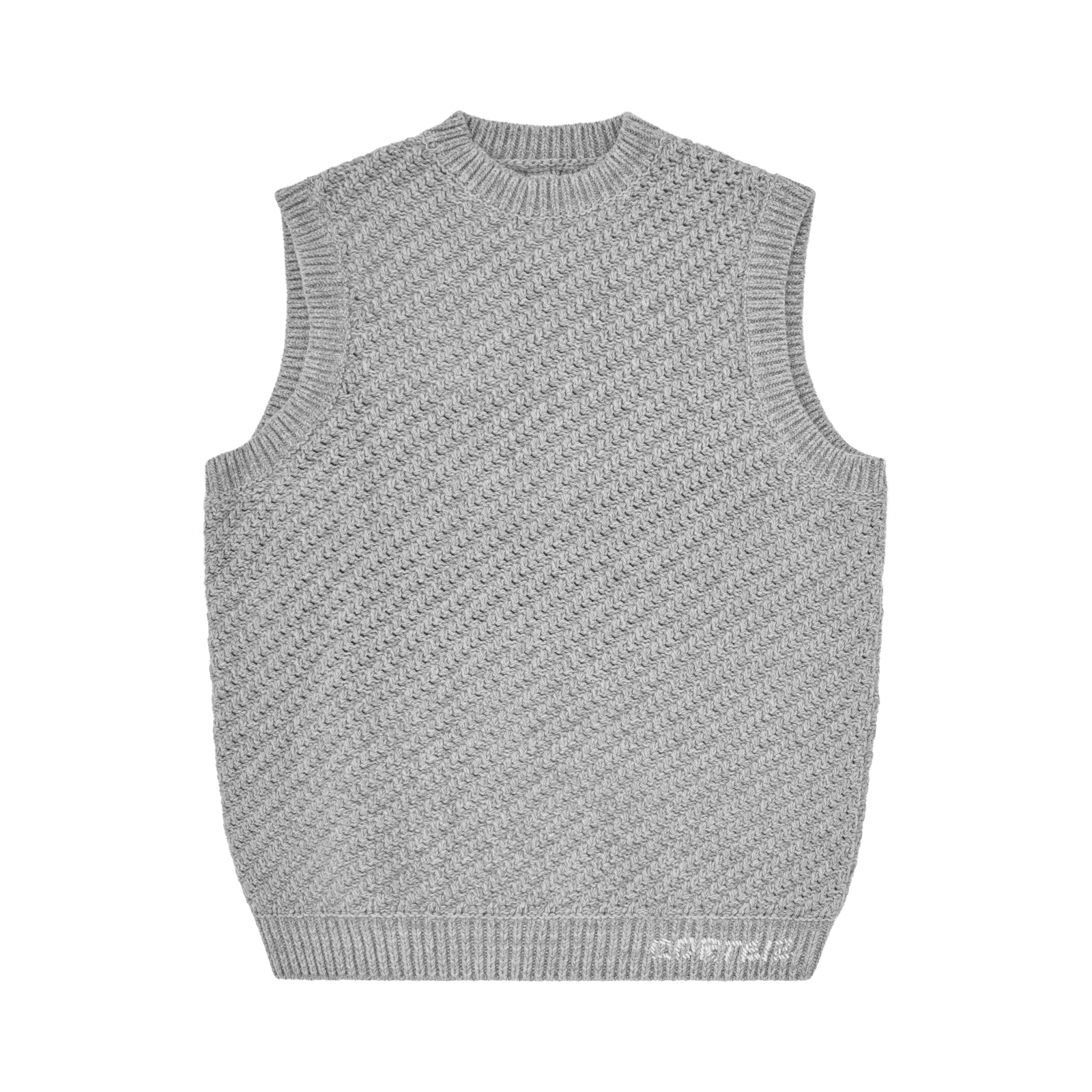 HAND EMBROIDERED KNIT VEST [GREY]