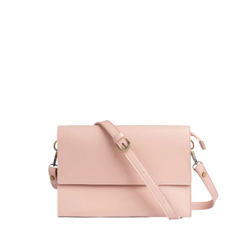 Blush Pink Faux Crossbody Clutch Bag