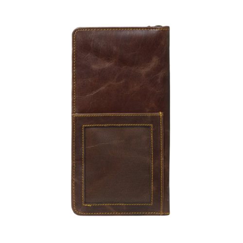 Men's Dark Brown Leather Travel Wallet