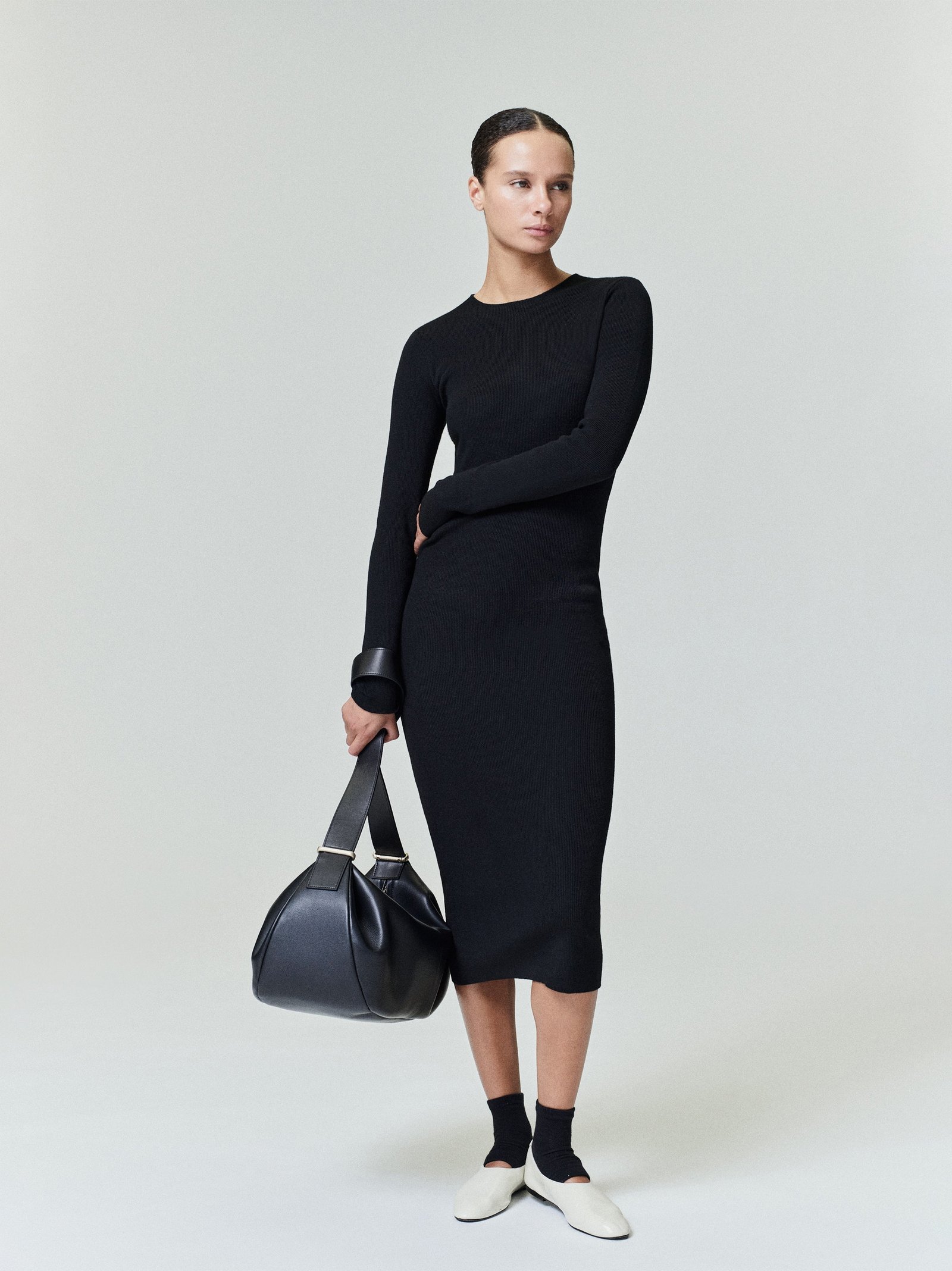 Womens Rib Long Sleeve Dress