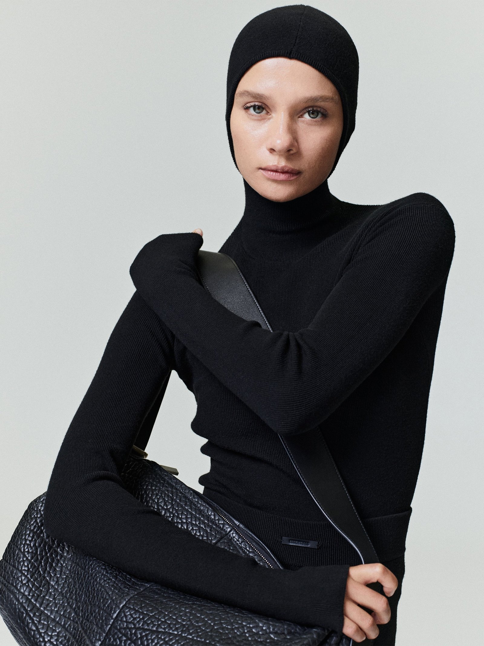 Womens Long Sleeve Hooded Rib Top