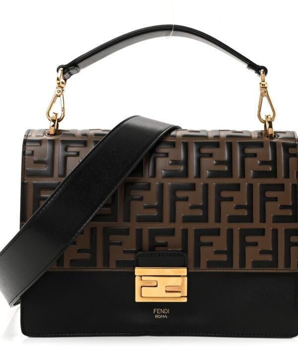 Fendi Vitello Liberty Bi-Color FF 1974 Embossed Kan U Shoulder Bag