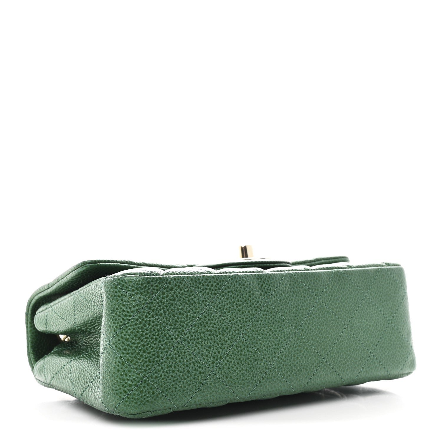 Metallic Caviar Quilted Mini Rectangular Flap Green - Image 3
