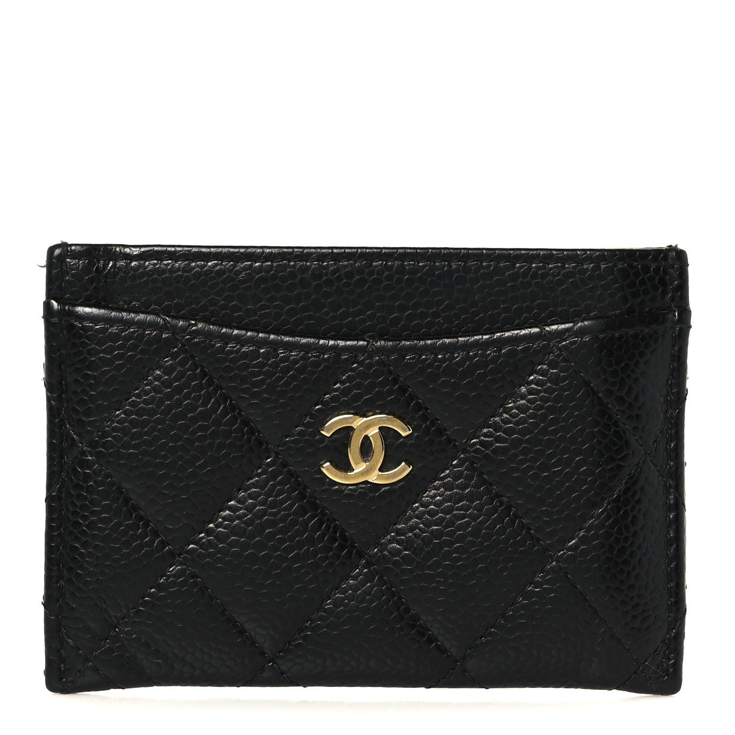 Caviar Quilted Card Holder Black
