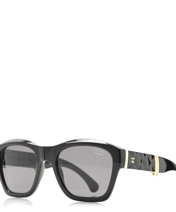 Acetate Crystal Polarized Square Folding Sunglasses 71692 Black