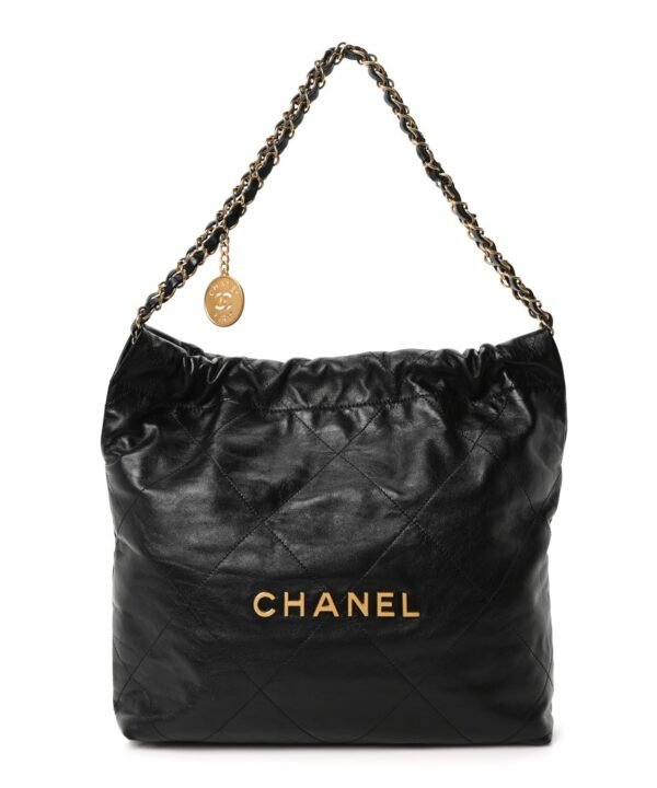 Shiny Calfskin Quilted Small Chanel 22 Black