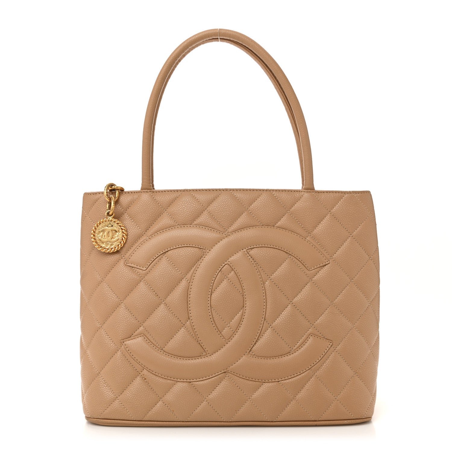 Caviar Quilted Medallion Tote Beige