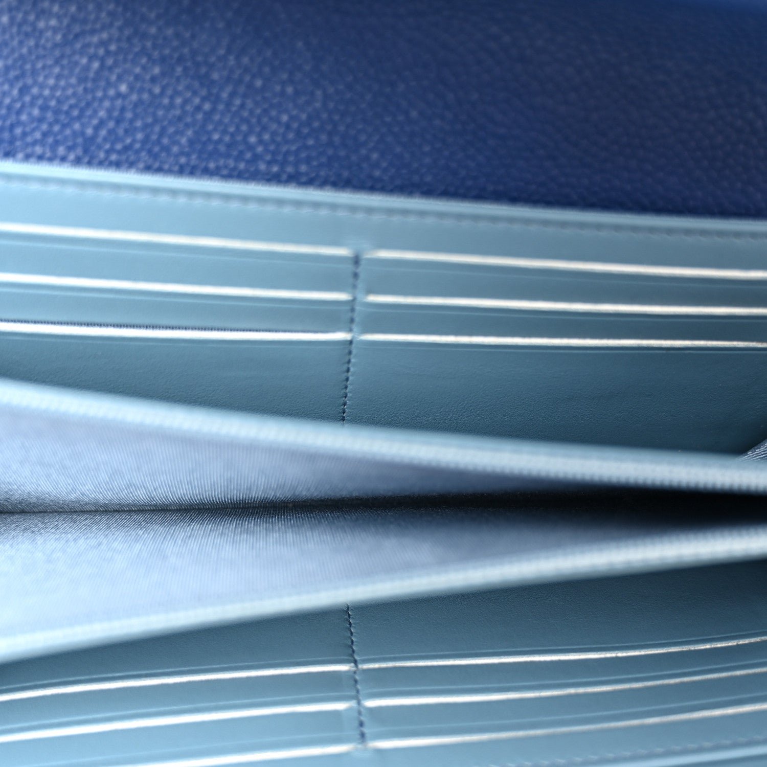 Caviar Quilted CC Box Gusset Flap Wallet Blue - Image 5