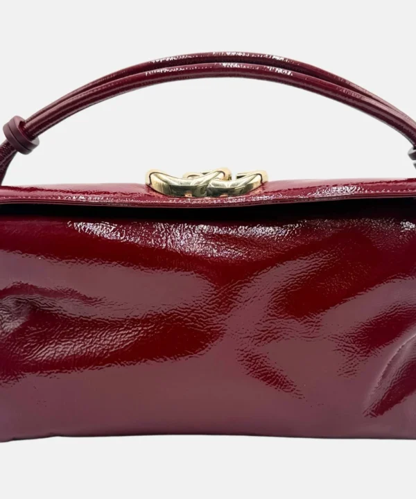 Top Handle Bag Soft Patent Burgundy Small