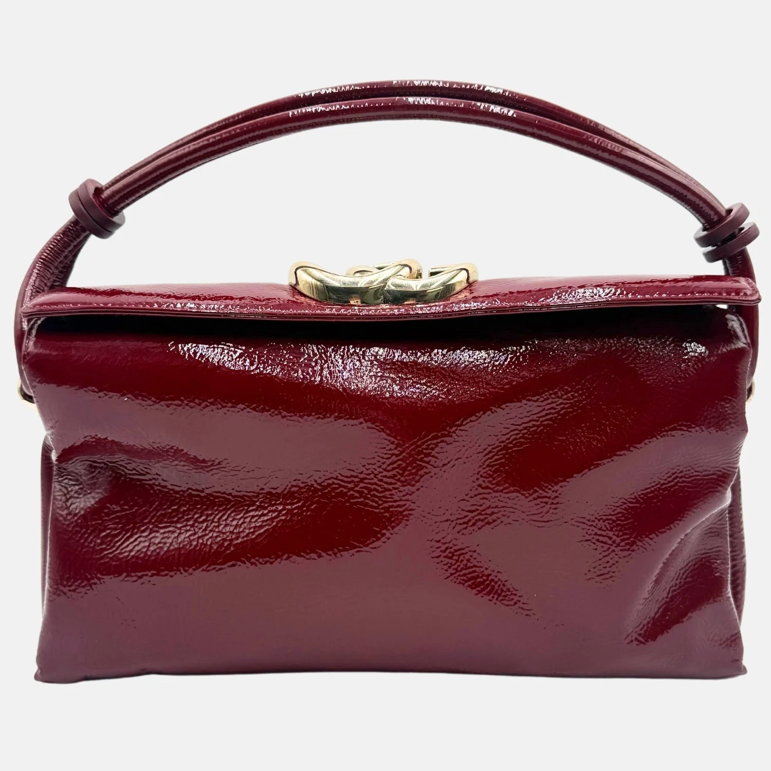 Top Handle Bag Soft Patent Burgundy Small
