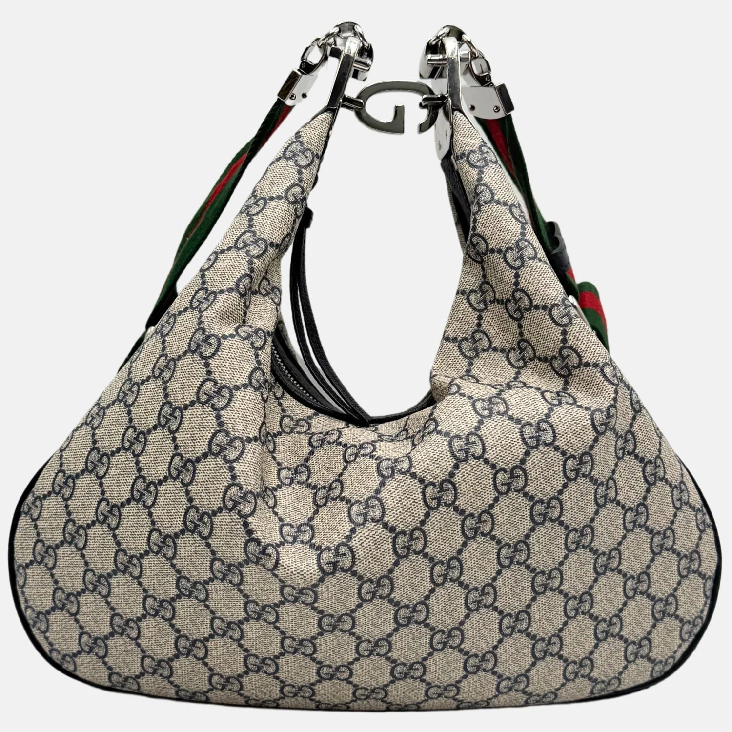 Attache Shoulder Bag Beige Supreme Monogram Calfskin Large