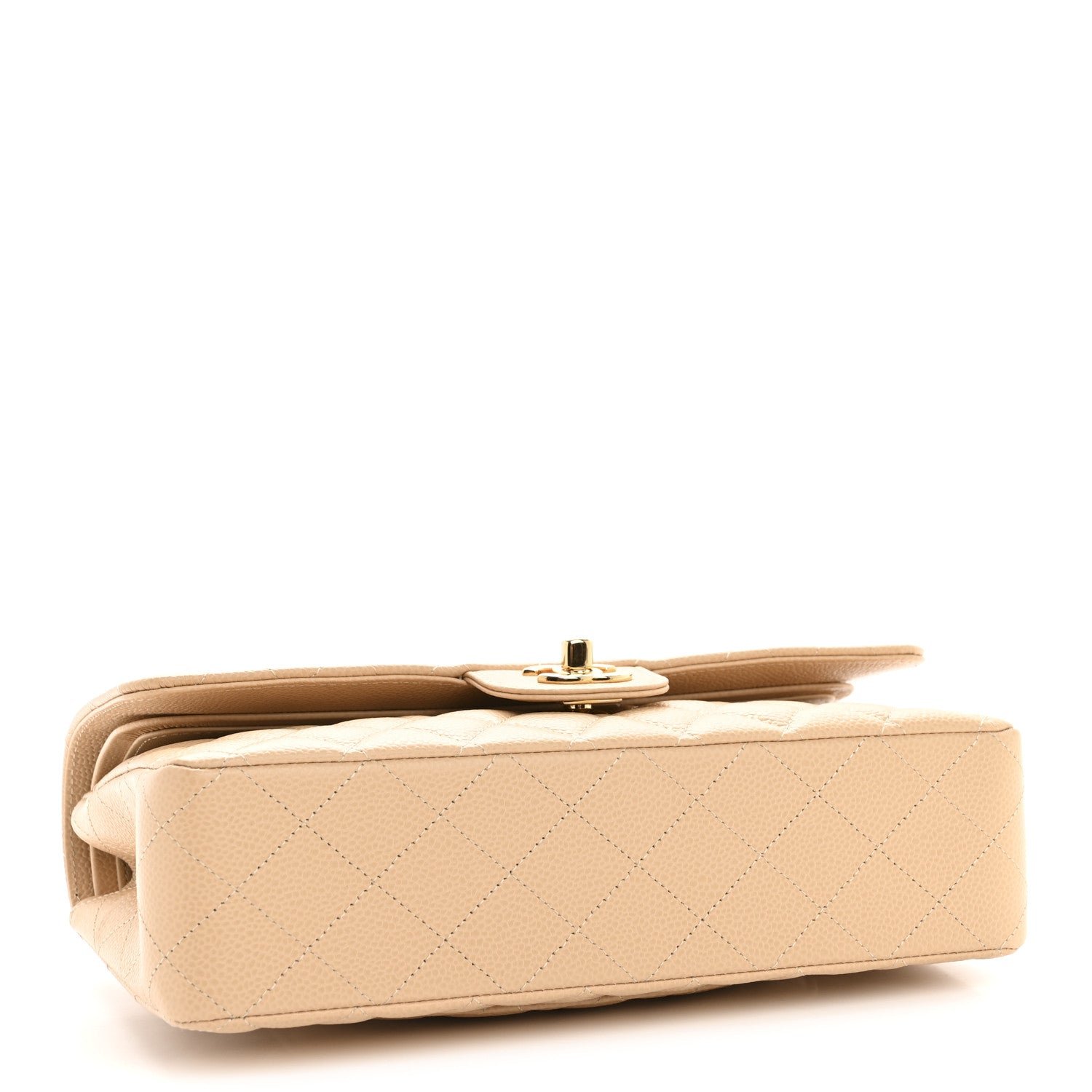 Caviar Quilted Medium Double Flap Beige - Image 4
