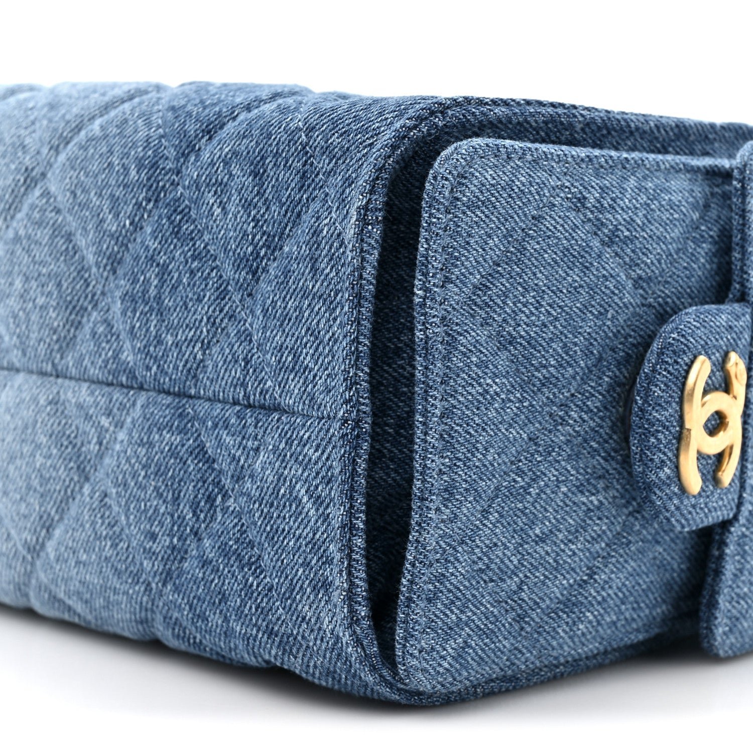 Washed Denim Quilted Mini Chanel 25 Handbag Blue - Image 9