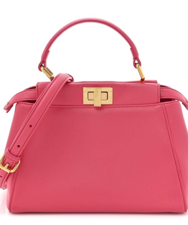 Peekaboo Mini Lampone Nappa Leather Stacked Bar Satchel