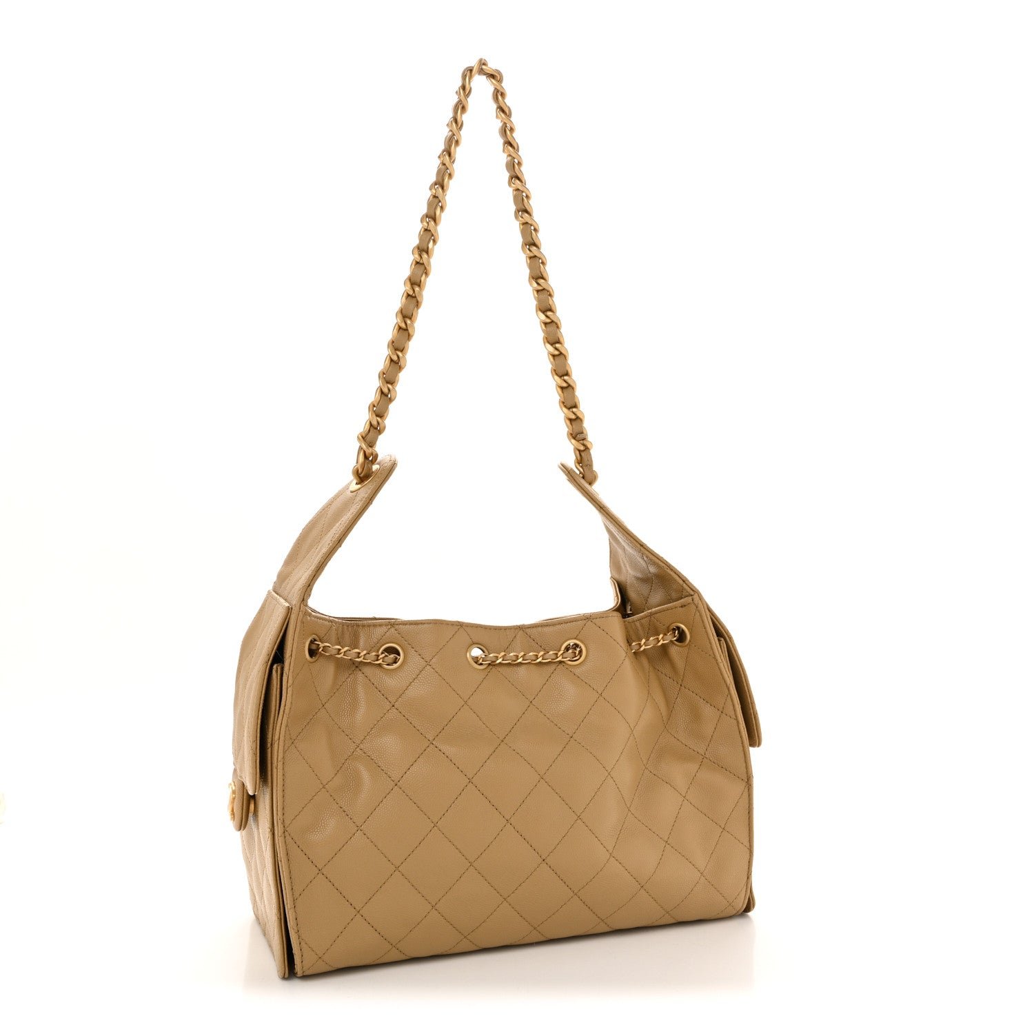 Caviar Quilted Small Chanel 25 Handbag Beige - Image 3