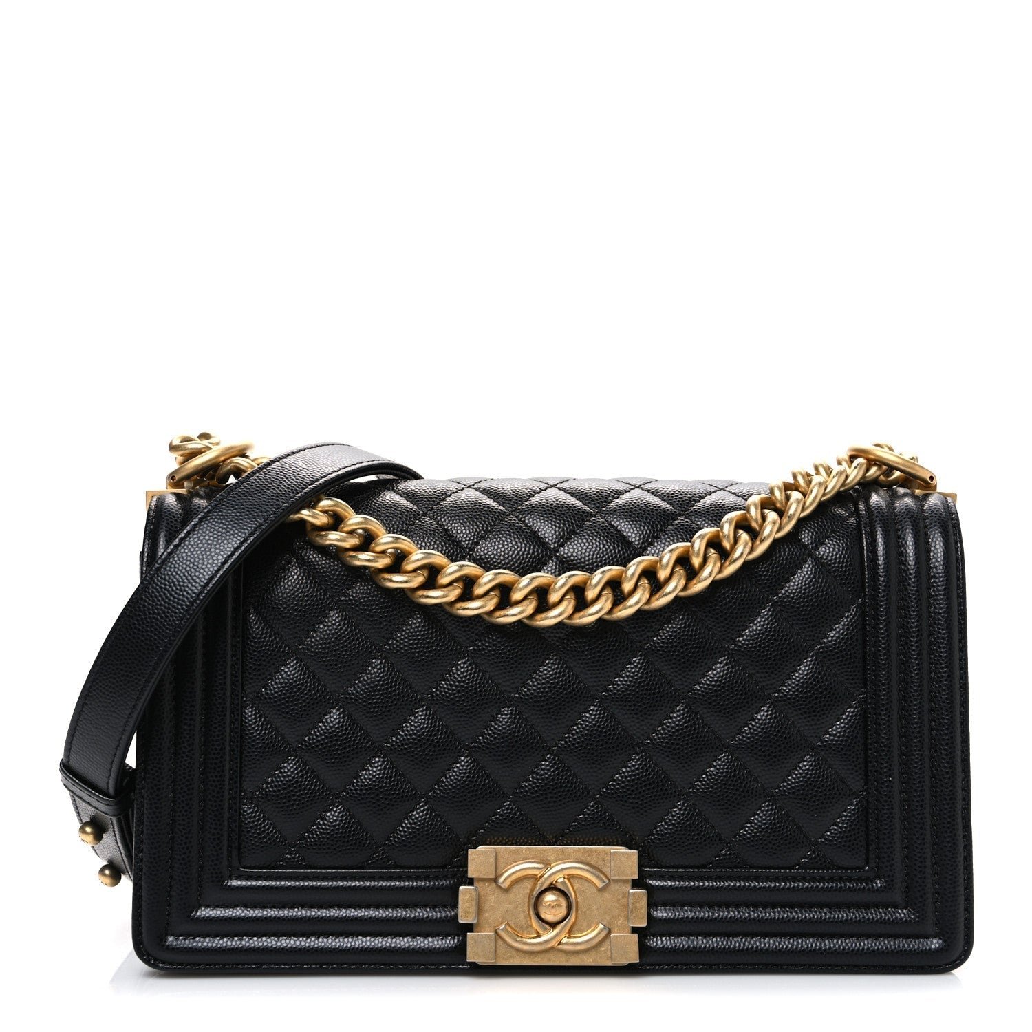 Caviar Quilted Medium Boy Flap Black