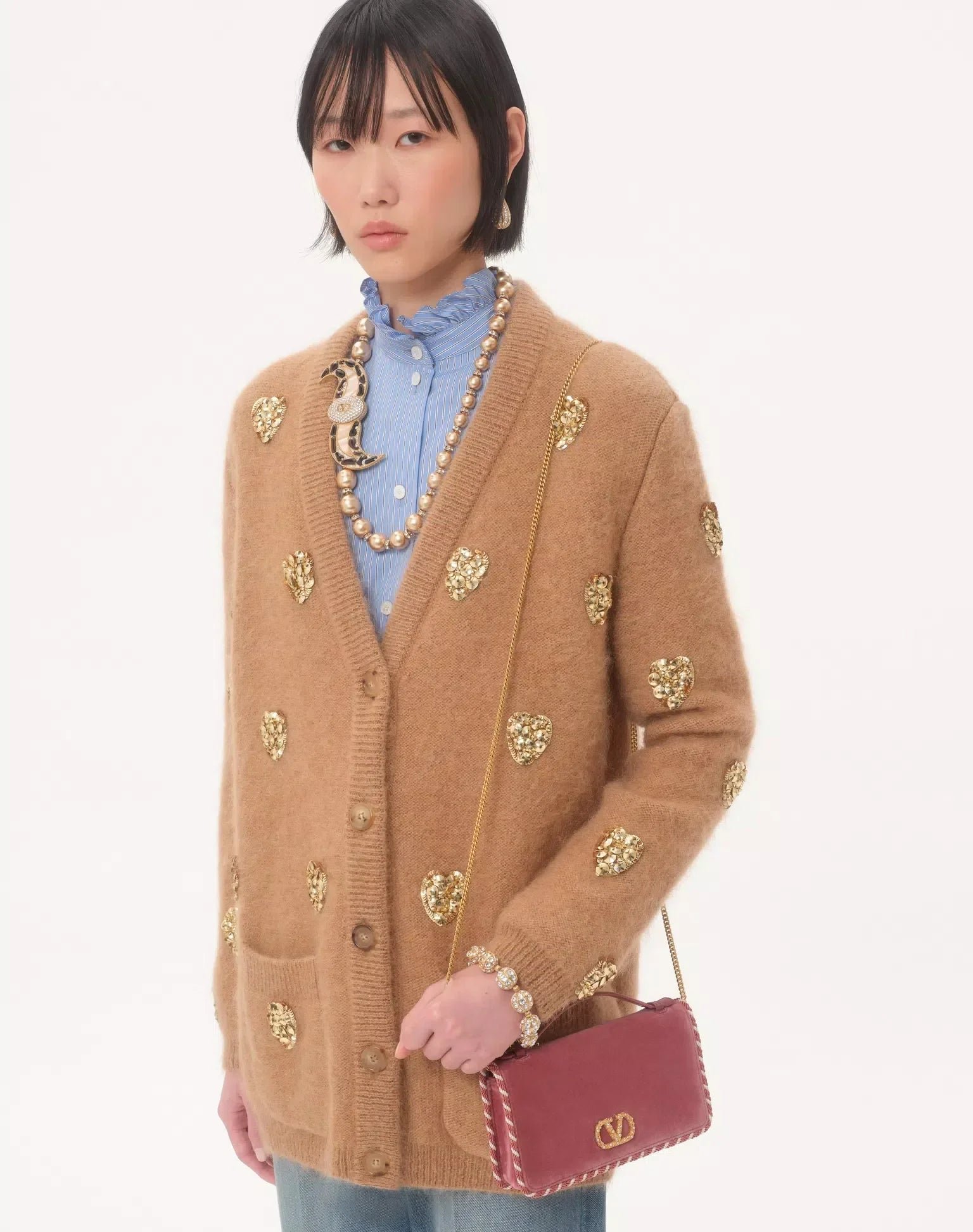 Vlogo Signature Velvet Chain Wallet With Jewel Logo - Image 8