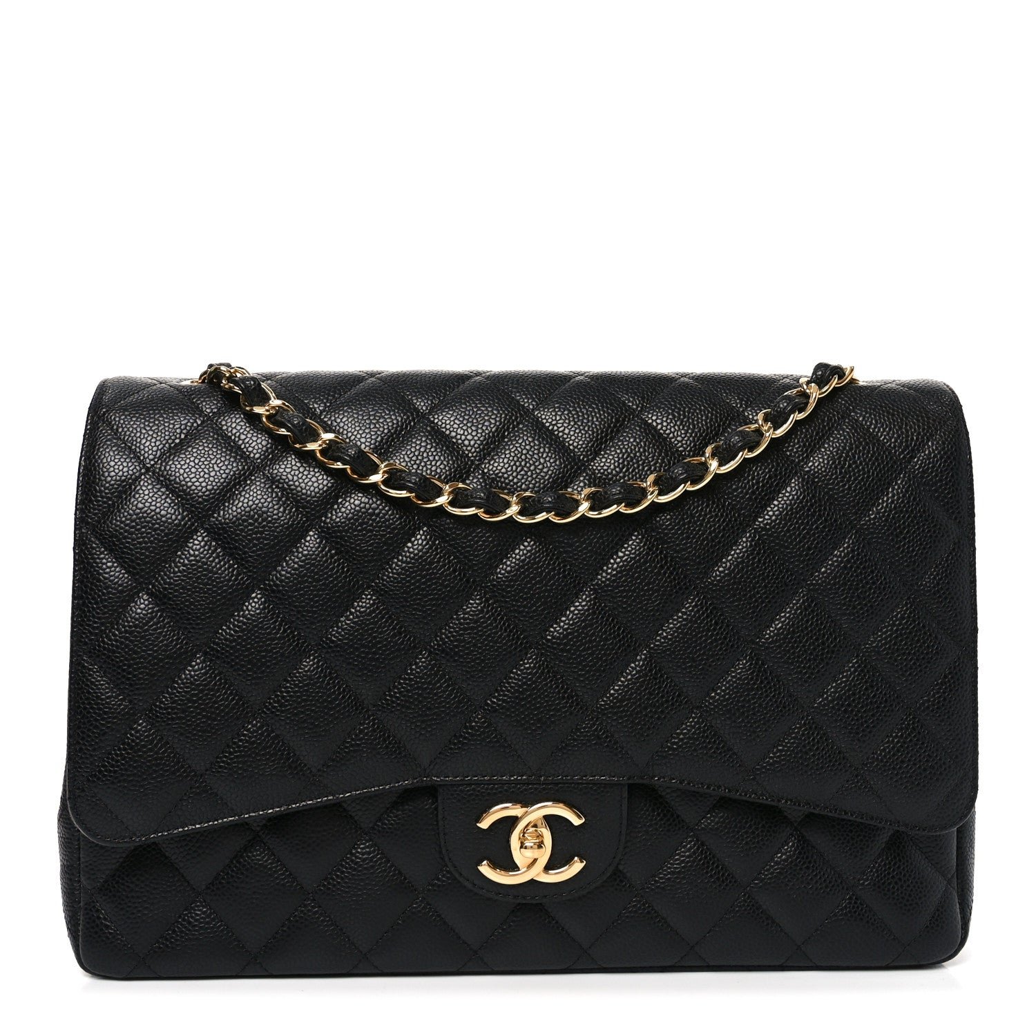 Caviar Quilted Maxi Double Flap Black