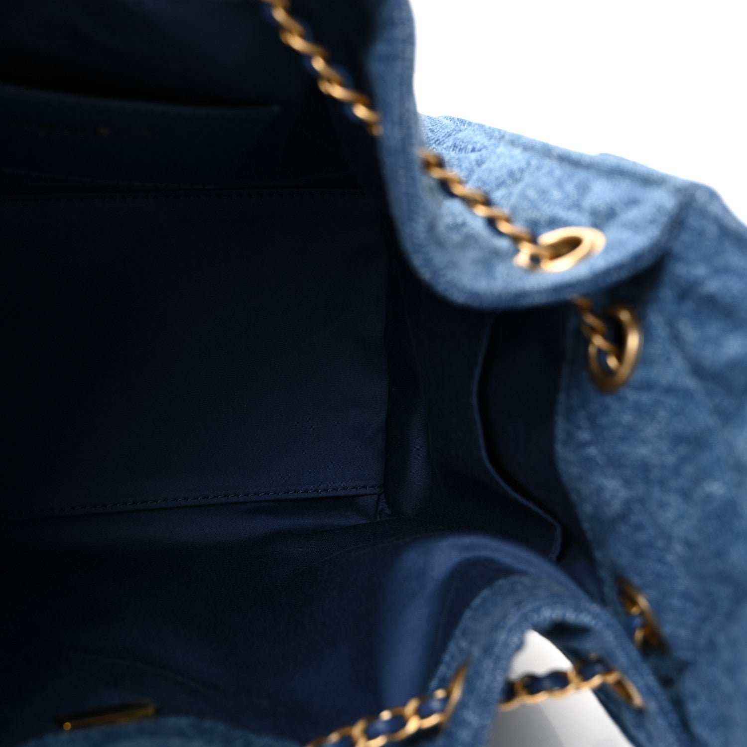 Washed Denim Quilted Small Chanel 25 Handbag Blue - Image 5