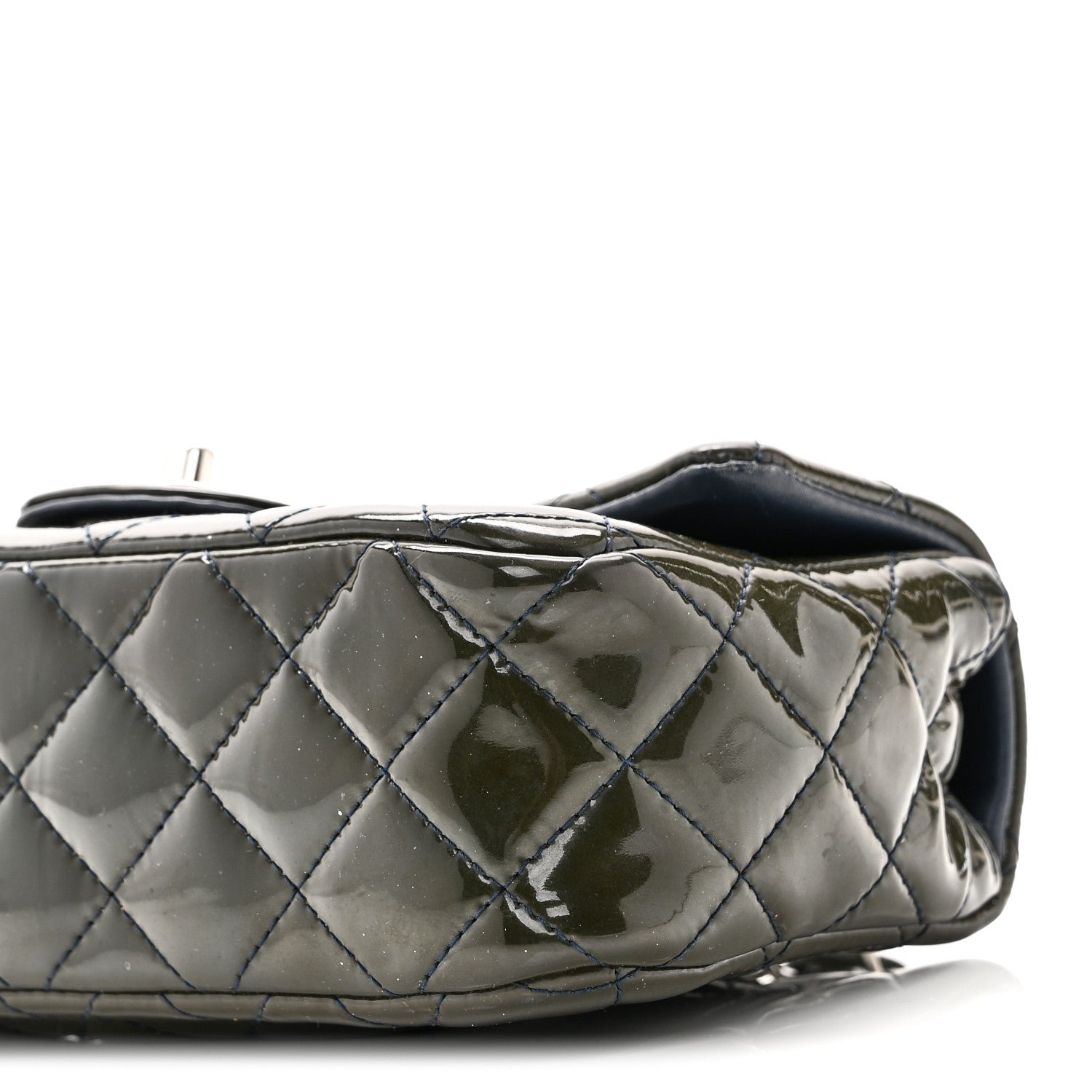 Patent Calfskin Quilted Mini Rectangular Flap Navy Blue - Image 10