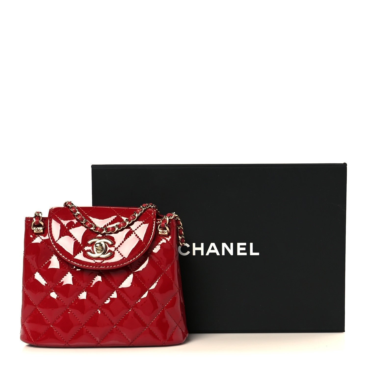 Patent Quilted Shiny Coco Small Flap Hobo Red - Image 12