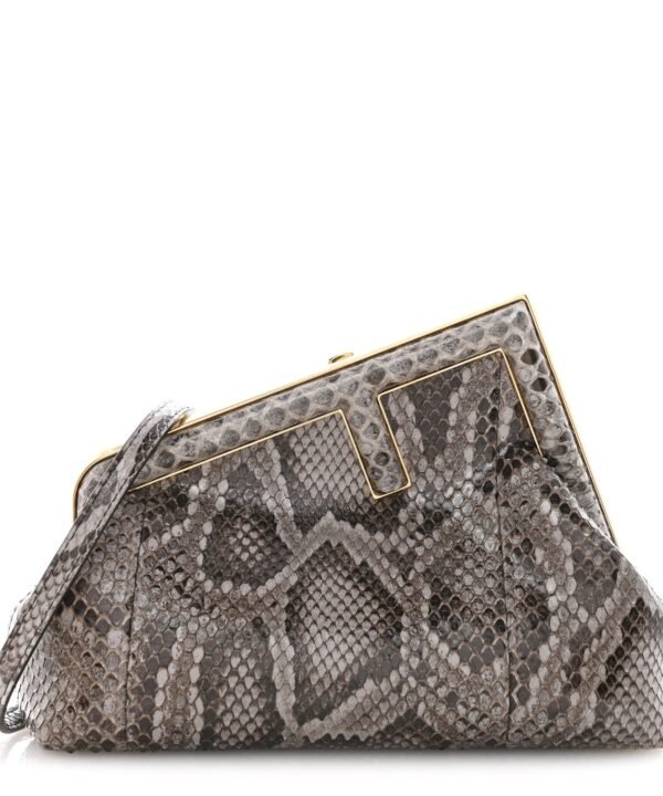 Fendi First Small Asfalto Grey Python Leather Bag