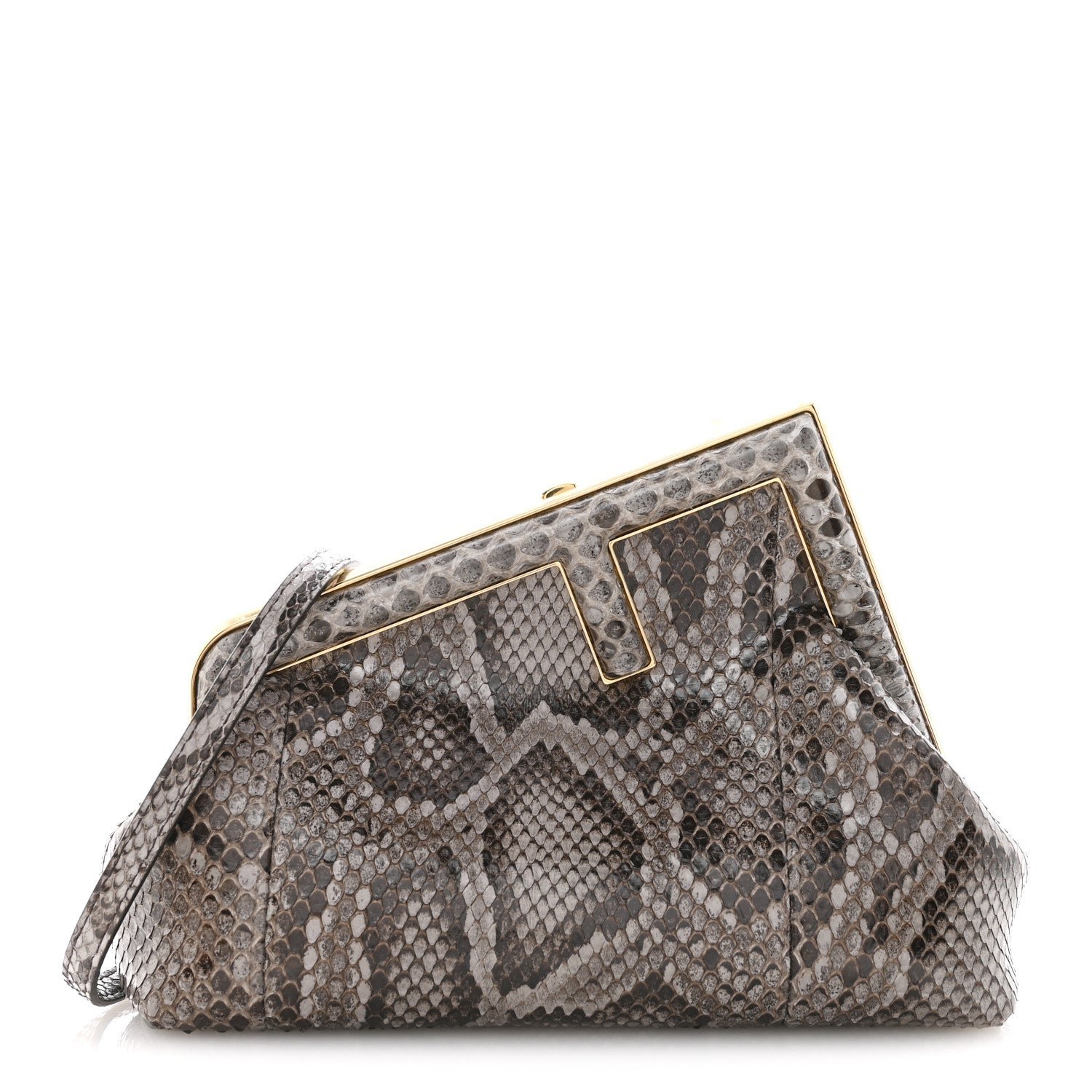 Fendi First Small Asfalto Grey Python Leather Bag