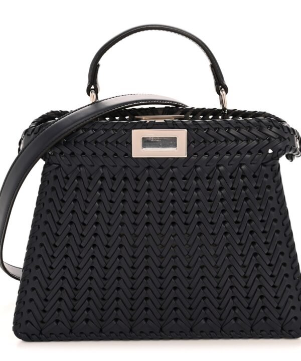 Fendi Vitello King Shiny Nappa Intreccio Petite Peekaboo I SEE U Satchel