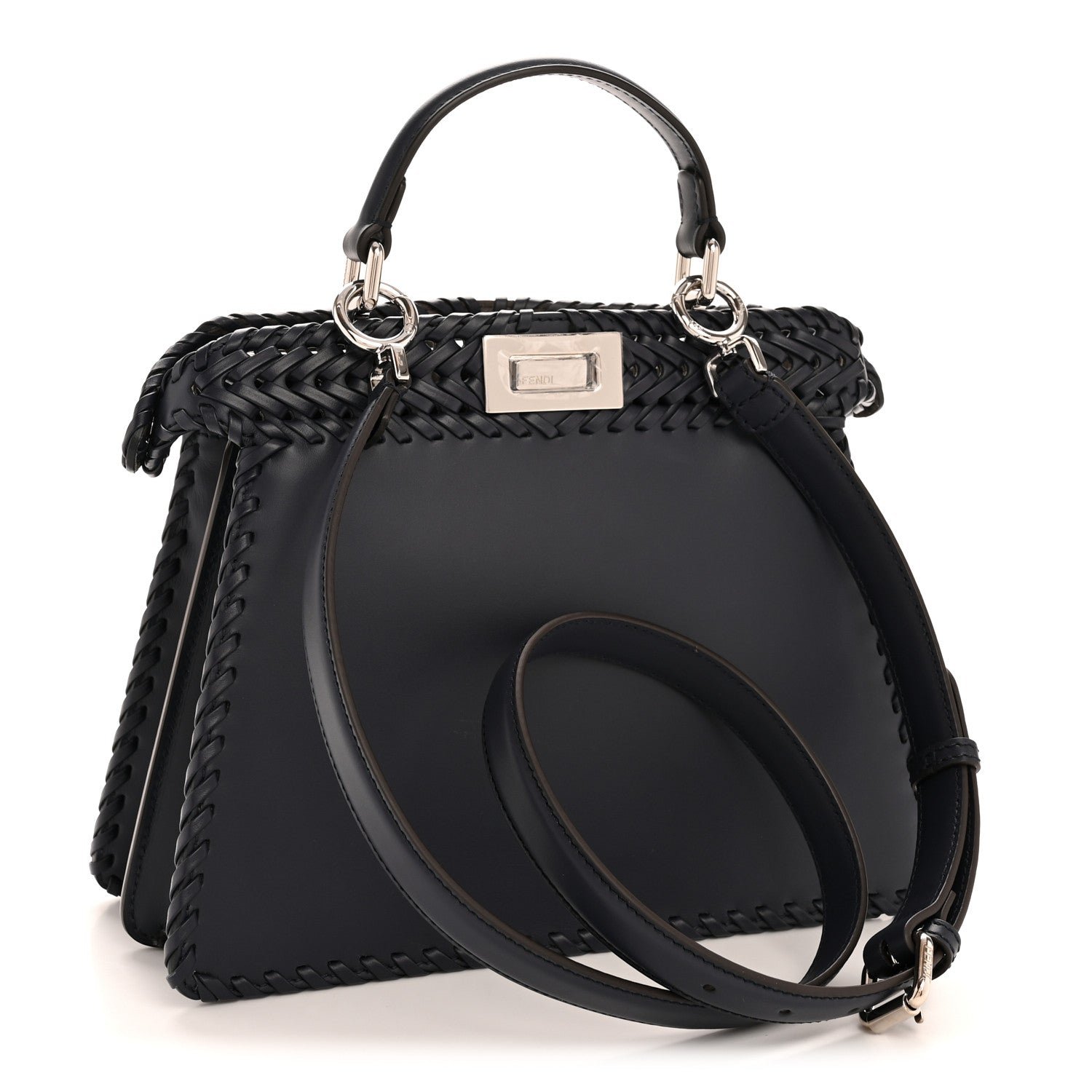 Fendi Vitello King Shiny Nappa Intreccio Petite Peekaboo I SEE U Satchel - Image 3