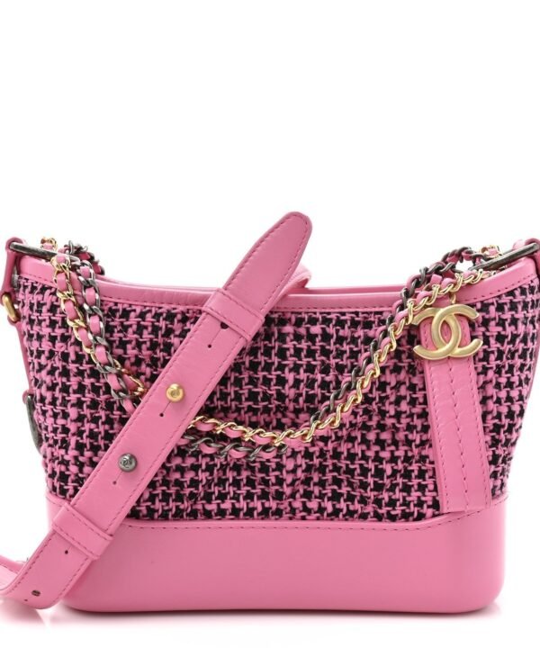 Tweed Calfskin Small Gabrielle Hobo Pink