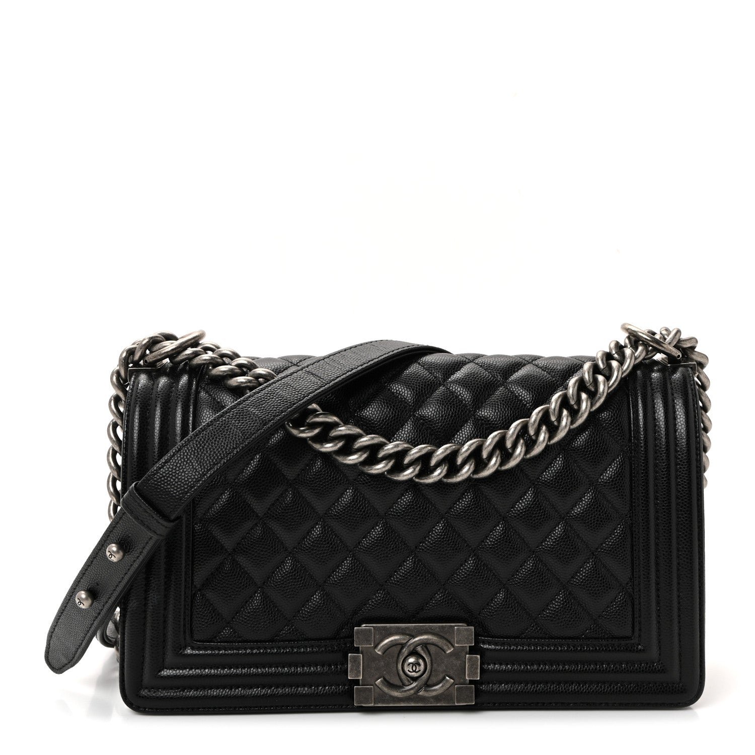 Caviar Quilted Medium Boy Flap Black