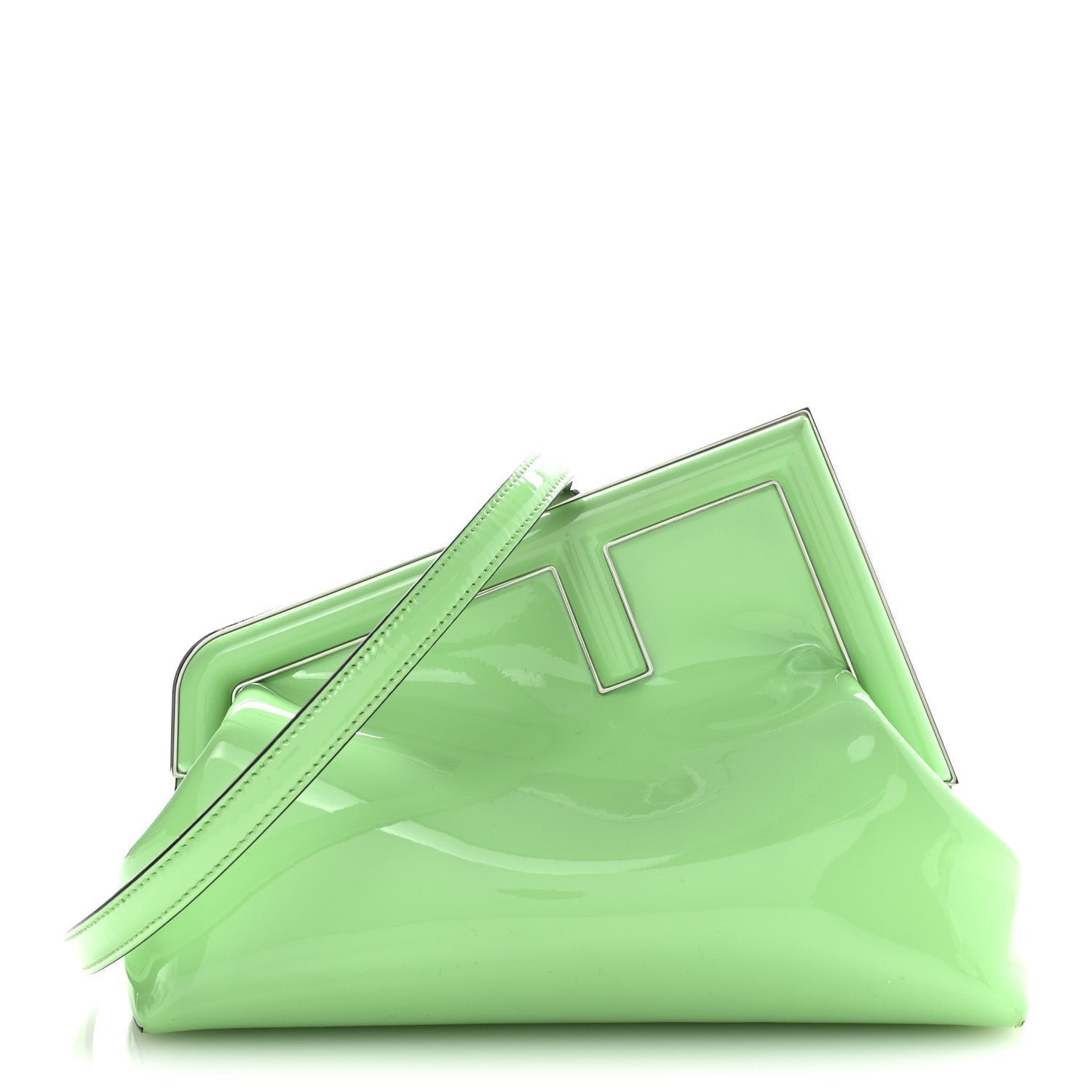 Fendi First Midi Edamame Green Patent Leather Bag