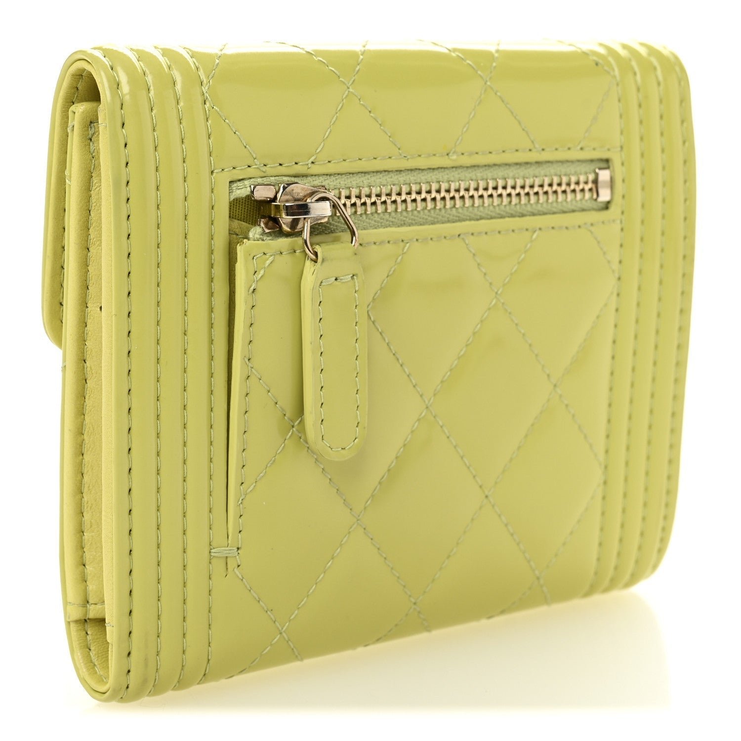 Patent Quilted Compact Boy Wallet Yellow - Image 3