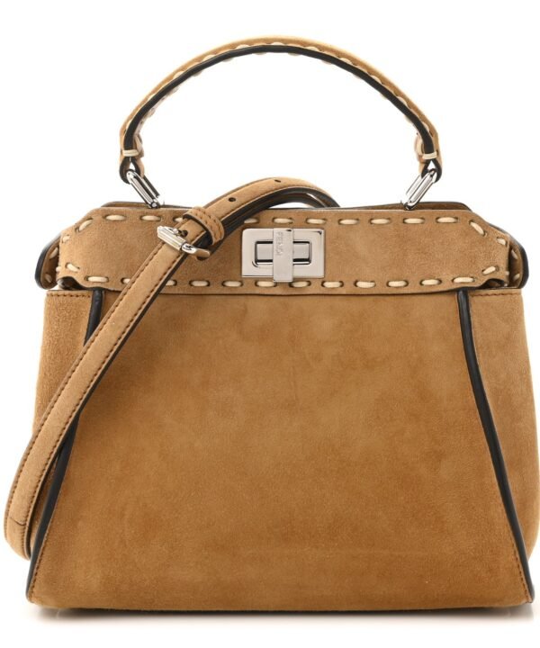Peekaboo Mini Marrone Suede FF Iconic Satchel