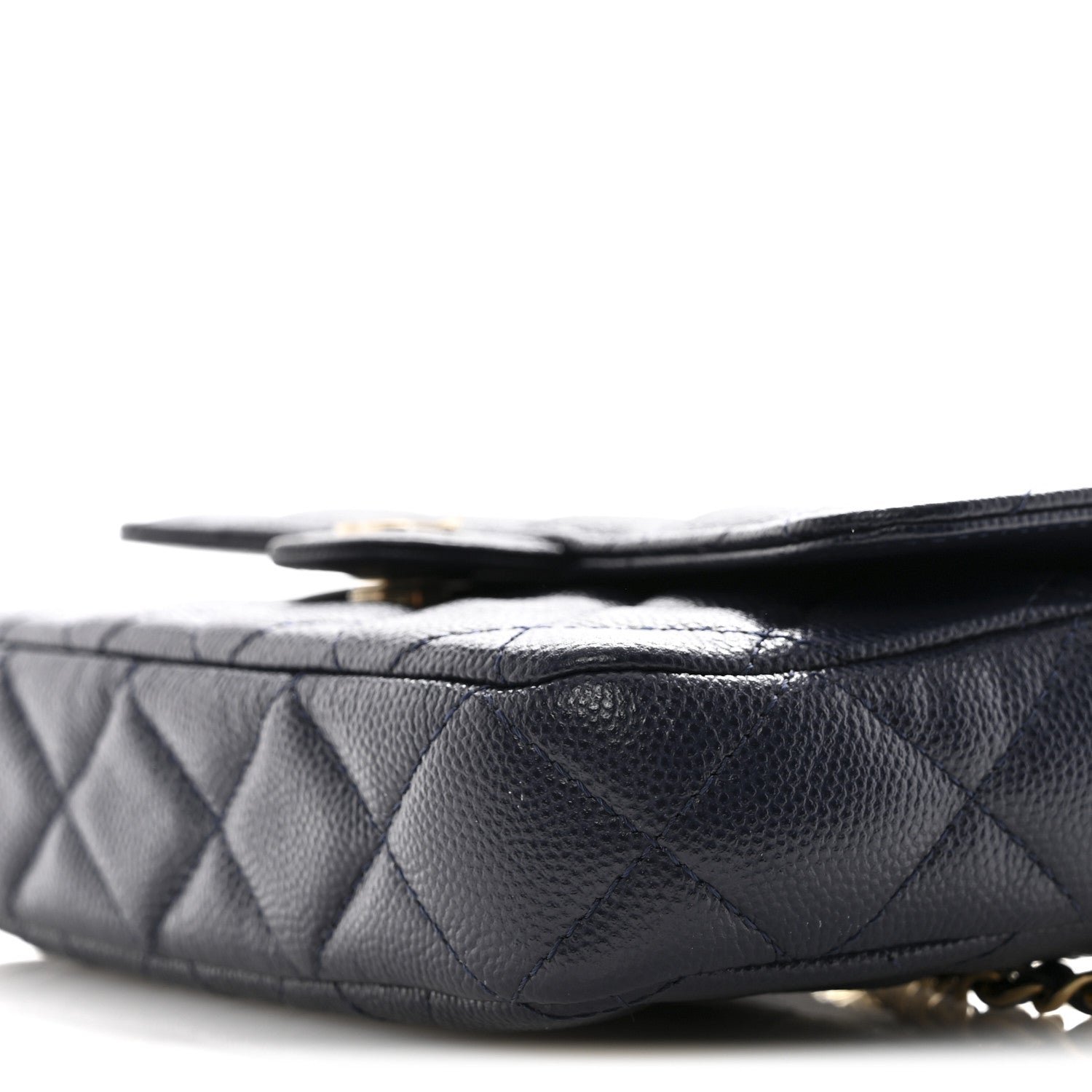 Caviar Quilted Flap Phone Holder With Chain Navy - Image 12