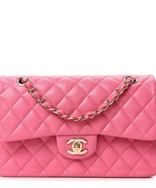 Caviar Quilted Small Double Flap Pink
