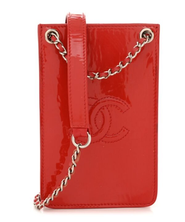 Patent Crossbody CC Phone Holder Red