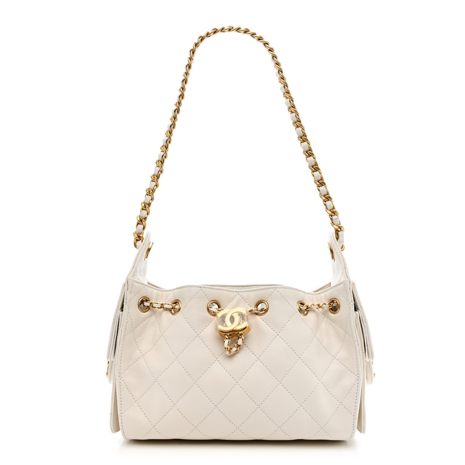Caviar Quilted Mini Chanel 25 Handbag White