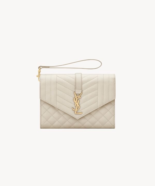 Envelope Flap Pouch In Mix Matelassé Grain De Poudre Leather