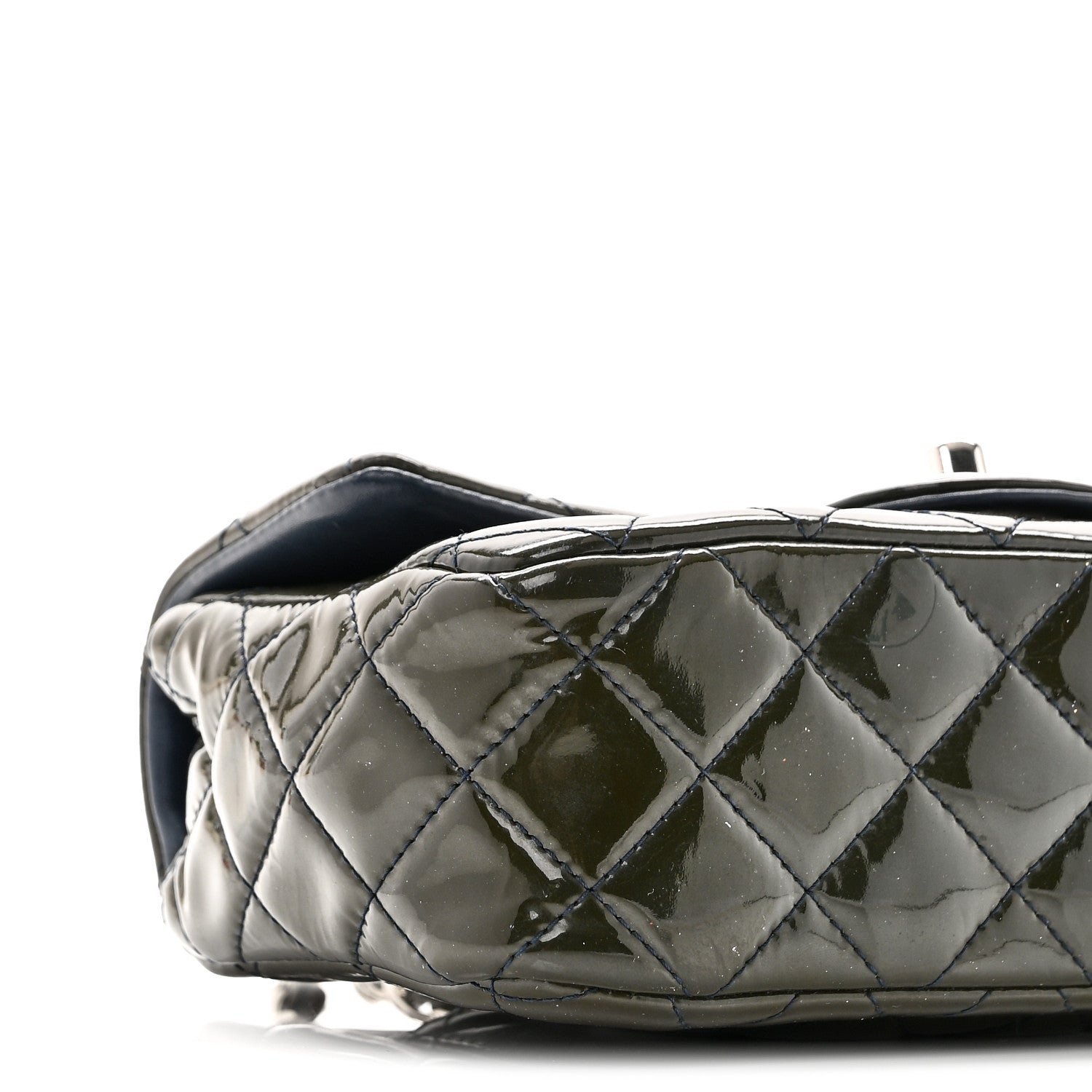 Patent Calfskin Quilted Mini Rectangular Flap Navy Blue - Image 9