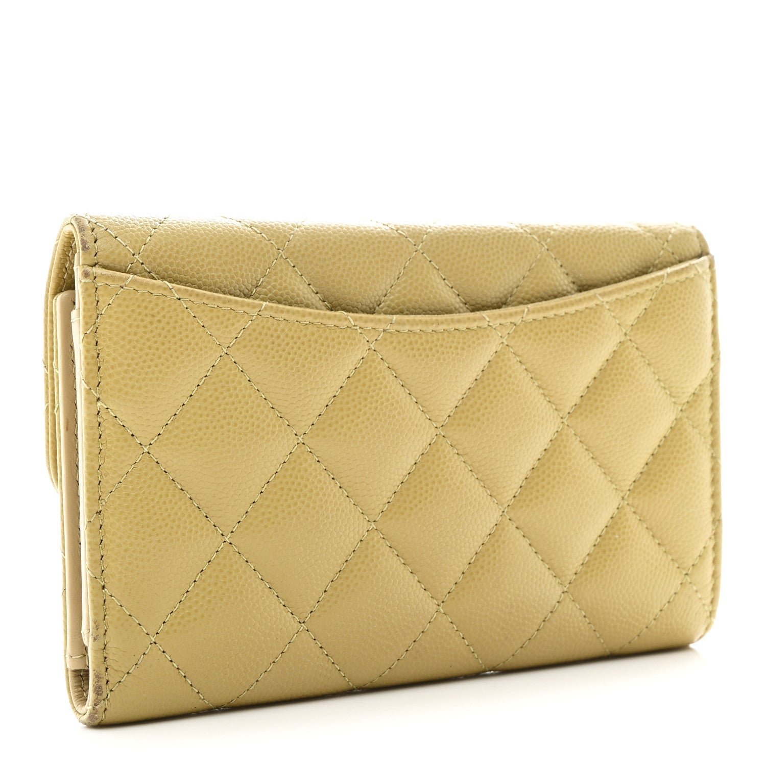 Caviar Quilted Medium Flap Wallet Beige - Image 3