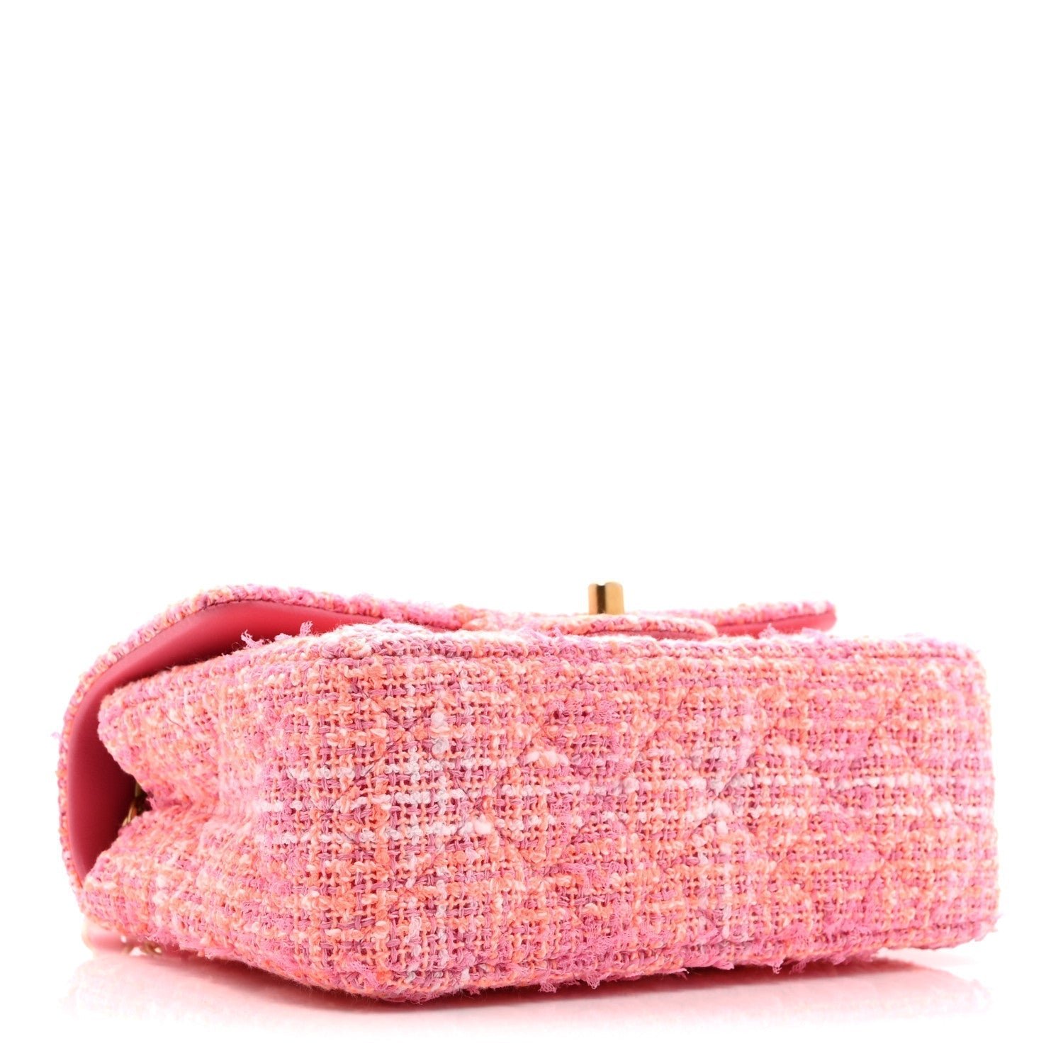 Tweed Quilted Mini Rectangular Flap Pink Orange White - Image 4