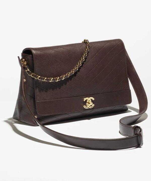 Maxi Flapbag Lambskin  Dark Brown