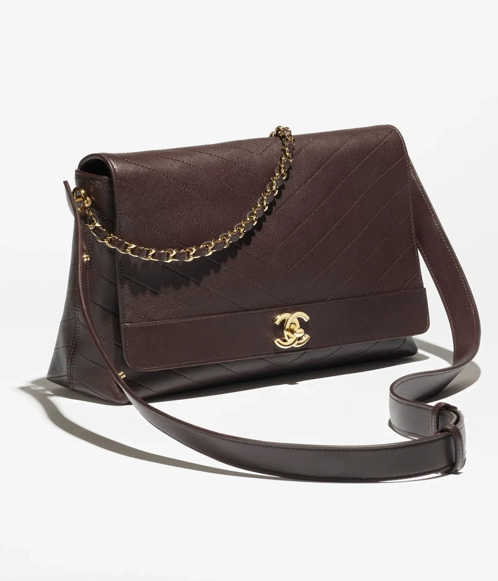 Maxi Flapbag Lambskin  Dark Brown