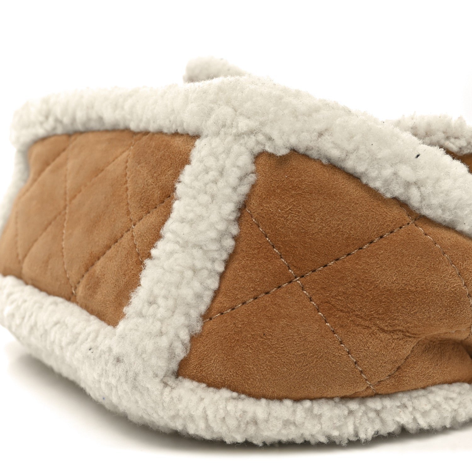 Shearling Lambskin Quilted Medium Coco Neige Single Flap Beige - Image 9