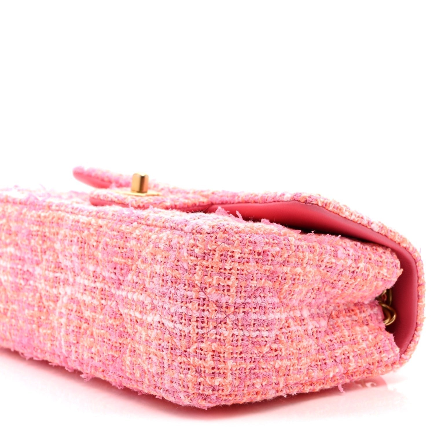 Tweed Quilted Mini Rectangular Flap Pink Orange White - Image 10