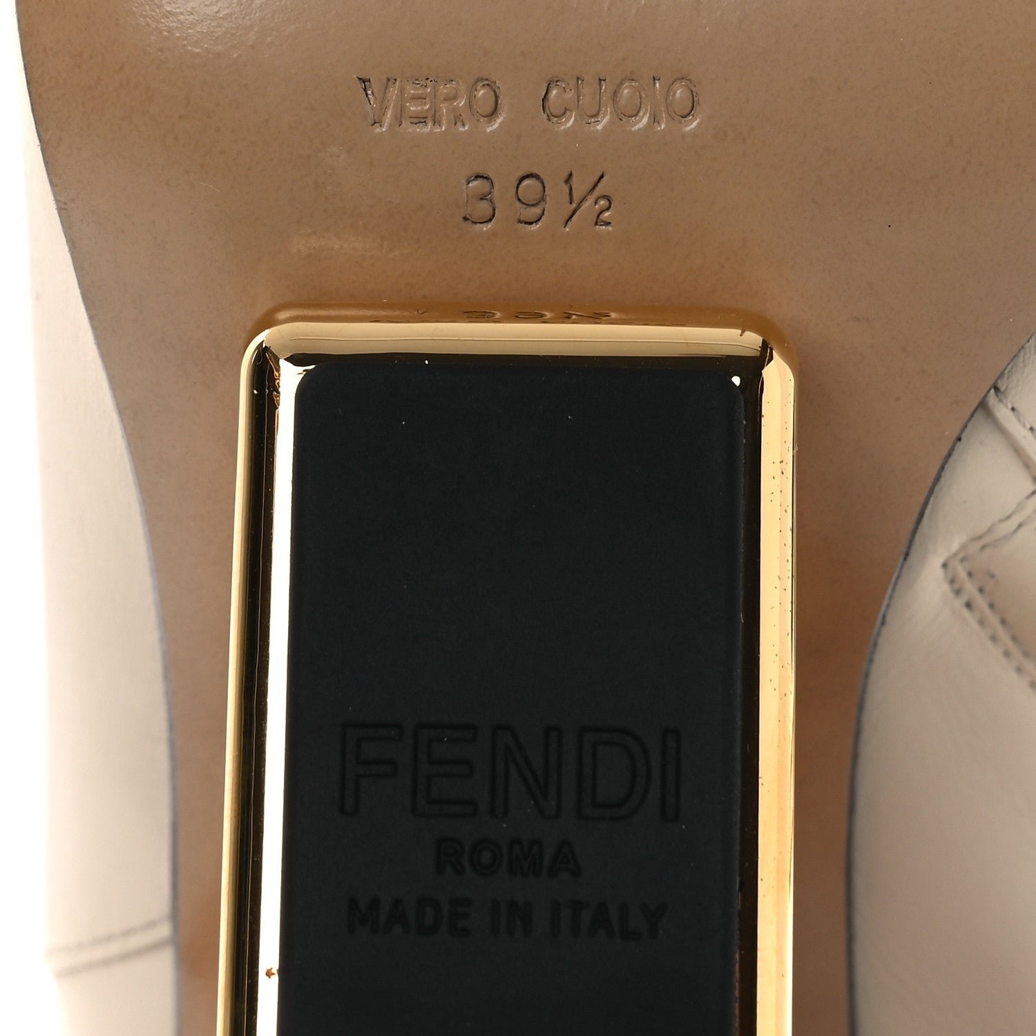 Fendi First Booties White Nappa Leather & Gold F-Heel - Image 8